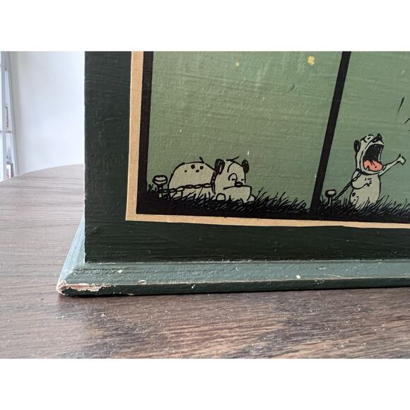 Earl and the Moon Wood Stash Crate Box Decoupage MUTTS Comic Strip 2004 Y2K - Picture 2 of 14
